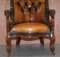 Early Victorian Chesterfield Brown Leather Armchair 3