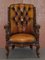 Early Victorian Chesterfield Brown Leather Armchair, Image 2