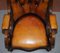 Early Victorian Chesterfield Brown Leather Armchair 5