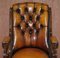 Early Victorian Chesterfield Brown Leather Armchair 4