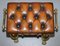 Chesterfield Hand Dyed Cigar Brown Leather Footstool from Jans of London 4