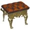 Chesterfield Hand Dyed Cigar Brown Leather Footstool from Jans of London, Image 1