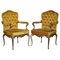 Hollywood Regency Armchairs with Brass Frames, Italy, 1960s, Set of 2 1