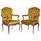 Hollywood Regency Armchairs with Brass Frames, Italy, 1960s, Set of 2, Image 1