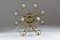 Large Mid-Century Swedish Brass & Opaline Glass Chandelier 12