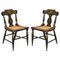 Georgian Baltimore Ebonised Painted Gilt Bergere Side Chairs, 1820s, Set of 2 1