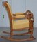 Burr Maple Rocking Armchair with Hand Carved Swan Arms 16