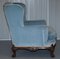 George II Viktorianischer Sessel aus Blauem Samt 11