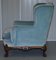 George II Viktorianischer Sessel aus Blauem Samt 18