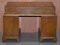 Late Victorian Burl Walnut Pedestal Desk with Brown Leather Surface, Image 10