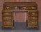 Late Victorian Burl Walnut Pedestal Desk with Brown Leather Surface, Image 2