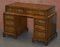 Late Victorian Burl Walnut Pedestal Desk with Brown Leather Surface, Image 3