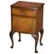 Queen Anne Burr Walnut Bedside Table with Carved Cabriole Legs 1