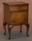 Queen Anne Burr Walnut Bedside Table with Carved Cabriole Legs 2