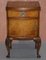 Queen Anne Burr Walnut Bedside Table with Carved Cabriole Legs 3