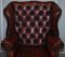 Vintage Oxblood Leather Chesterfield Wingback Armchair 3