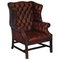 Vintage Oxblood Leather Chesterfield Wingback Armchair, Image 1