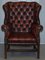 Vintage Oxblood Leather Chesterfield Wingback Armchair 2