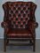 Vintage Oxblood Leather Chesterfield Wingback Armchair, Image 2