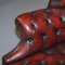 Poltrona alata Chesterfield vintage in pelle rossa, Immagine 8