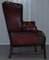 Vintage Oxblood Leather Chesterfield Wingback Armchair 11