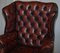 Vintage Oxblood Leather Chesterfield Wingback Armchair 4