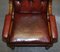 English Estate Oxblood Leather Throne Armchair, 1840s 7