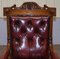 Englischer Estate Thron Armlehnstuhl aus ochsenblutrotem Leder, 1840er 4