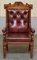 English Estate Oxblood Leather Throne Armchair, 1840s 2