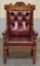 English Estate Oxblood Leather Throne Armchair, 1840s, Image 2