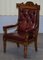 English Estate Oxblood Leather Throne Armchair, 1840s 3