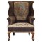 Antique Victorian Wingback Armchair with Embroidered Upholstery, 1840s, Image 1