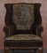 Antique Victorian Wingback Armchair with Embroidered Upholstery, 1840s, Image 4