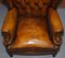Chesterfield Wingback Armchairs in Cigar Brown Leather from William Morris, Set of 2 19