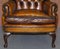 Chesterfield Wingback Armchairs in Cigar Brown Leather from William Morris, Set of 2 18