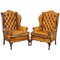 Chesterfield Wingback Armchairs in Cigar Brown Leather from William Morris, Set of 2 1
