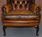 Chesterfield Wingback Armchairs in Cigar Brown Leather from William Morris, Set of 2 7