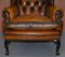 Chesterfield Wingback Armchairs in Cigar Brown Leather from William Morris, Set of 2, Image 7