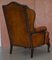 Chesterfield Wingback Armchairs in Cigar Brown Leather from William Morris, Set of 2 11