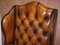 Chesterfield Ohrensessel aus Zigarrenbraunem Leder von William Morris, 2er Set 5