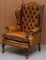 Chesterfield Wingback Armchairs in Cigar Brown Leather from William Morris, Set of 2, Image 14