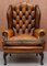 Chesterfield Wingback Armchairs in Cigar Brown Leather from William Morris, Set of 2 3