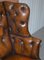 Butaca de orejas Chesterfield victoriana de cuero marrón, Imagen 6