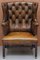 Victorian Chesterfield Cigar Brown Leather Wingback Armchair 2