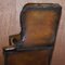 Victorian Chesterfield Cigar Brown Leather Wingback Armchair 19