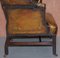 Victorian Chesterfield Cigar Brown Leather Wingback Armchair 13
