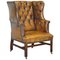 Victorian Chesterfield Cigar Brown Leather Wingback Armchair 1
