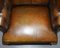 Victorian Chesterfield Cigar Brown Leather Wingback Armchair 9