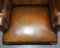 Viktorianischer Chesterfield Cigar Brown Leder Ohrensessel 9