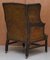 Victorian Chesterfield Cigar Brown Leather Wingback Armchair 15